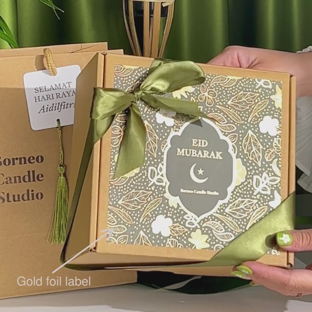 Borneo Candle Studio Raya Gift Set for Brunei with cookies, dates and scented candles 2024